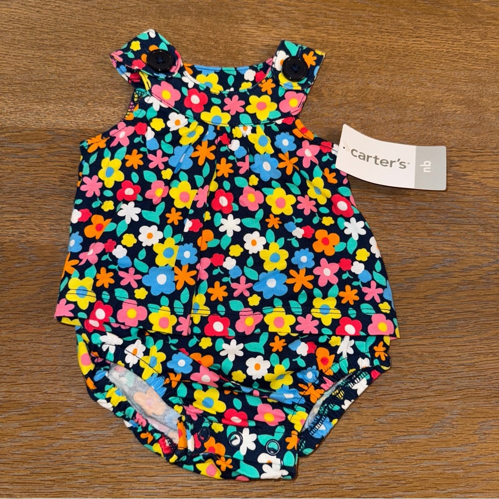 Carter's Baby Girls' Multicolor Floral Sleeveless Romper.